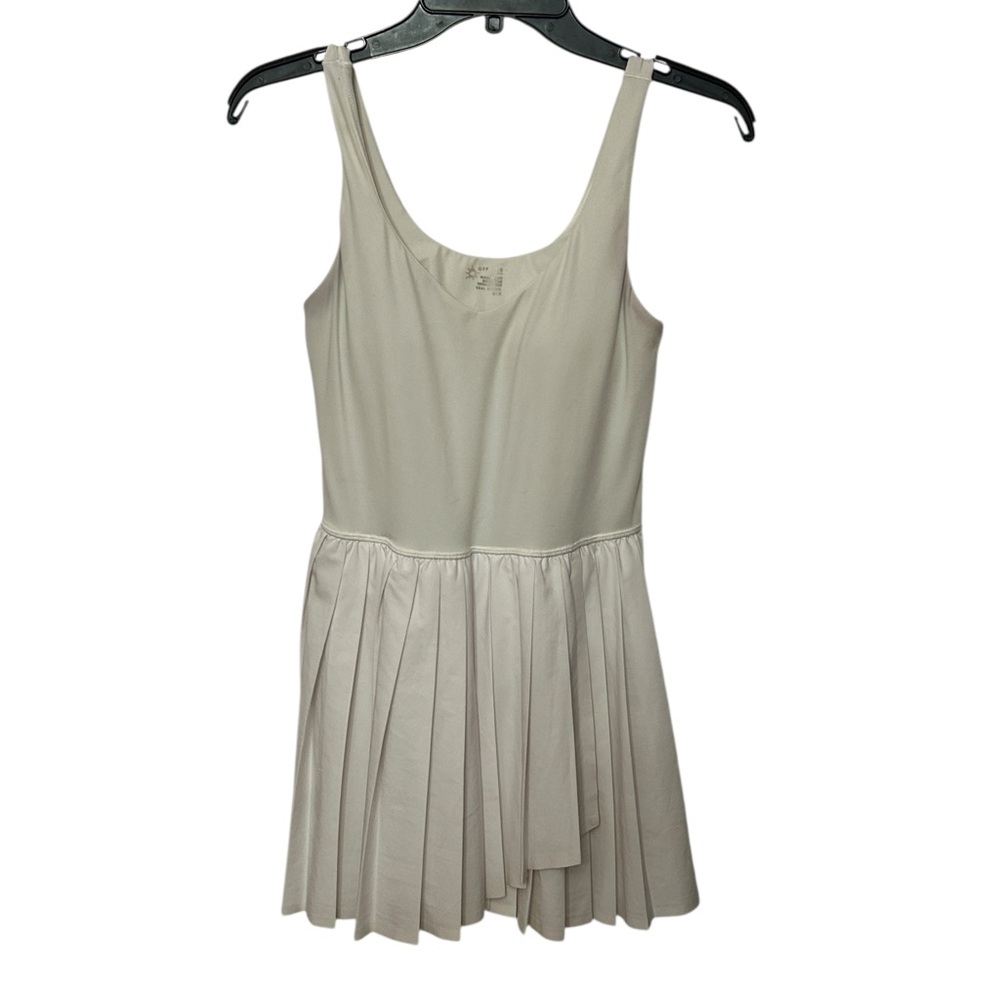 AERIE Tiebreaker Pleated Dress Size Medium White - Picture 2 of 6